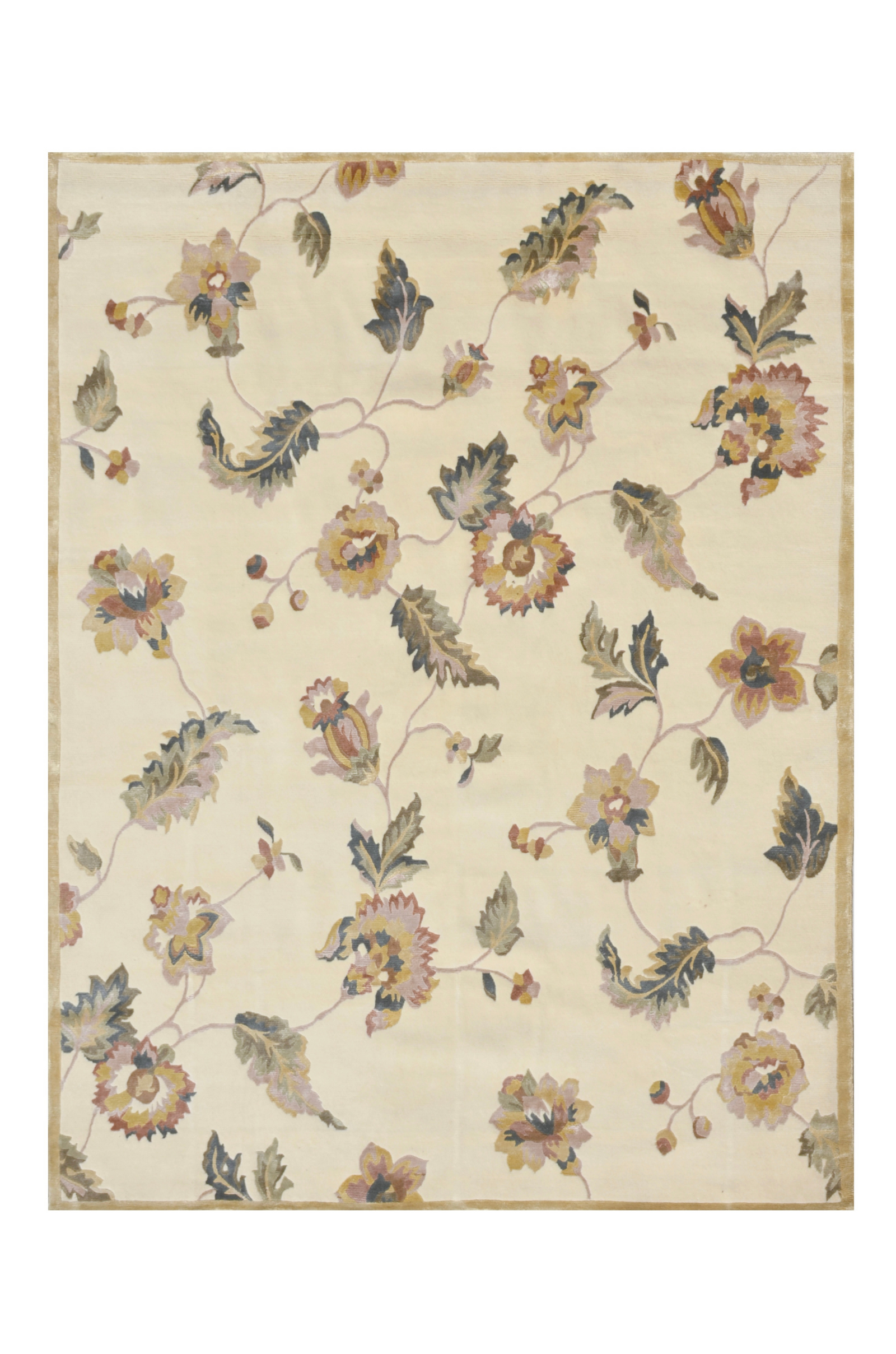 Jardim Botânico — hand-knotted wool and viscose rug with botanical pattern by House of Rugs