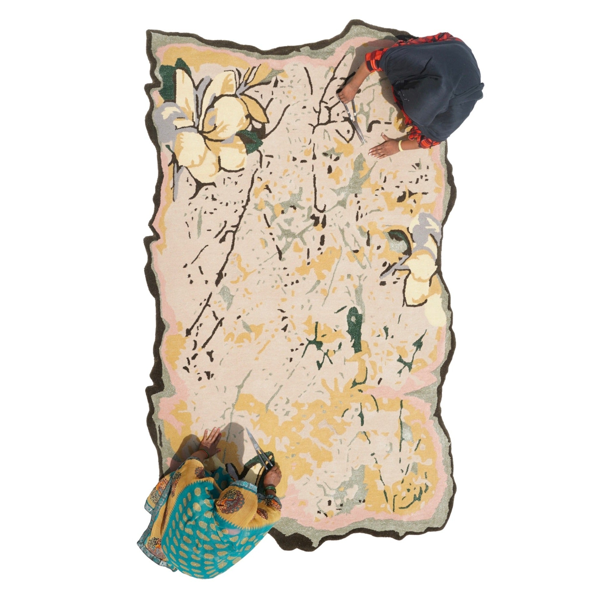 Inspired by the harmony in nature, the Whimsical Bloom’s wistful design puts the focus on a delicate floral border with the sheen of Jasmine silk. Beautiful blooms in 3D cut- out create a graceful floral edge with a sense of movement. The soft hand tufted rug, created by artisans, has pops of saturated colours and is made from New Zealand wool. Retreat with the Whimsical Blooms into a peaceful garden surrounded by charming blooms.