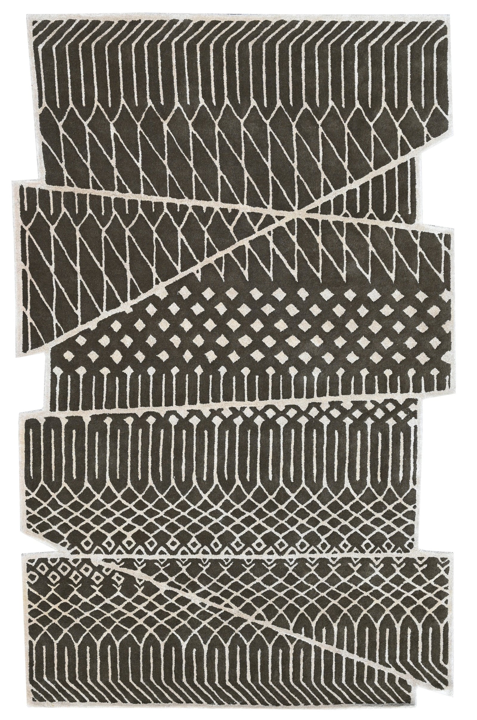 Paradox — hand-knotted wool and silk rug with 3D geometric pattern by House of Rugs